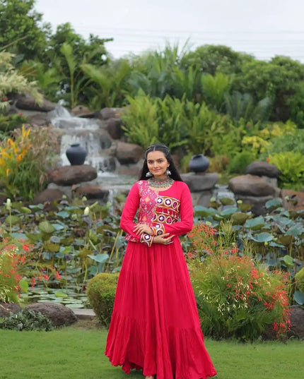 Mohini 9257 Red Color Reyon Gamthi Work Navratri Gown Collection 2025