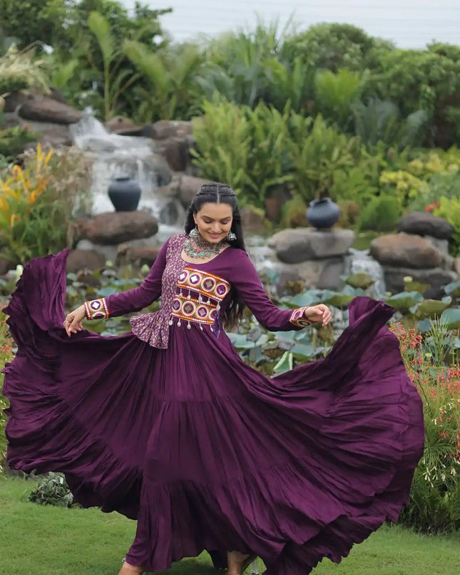 Mohini 9257 Purple Color Reyon Gamthi Work Navratri Gown Collection 2025