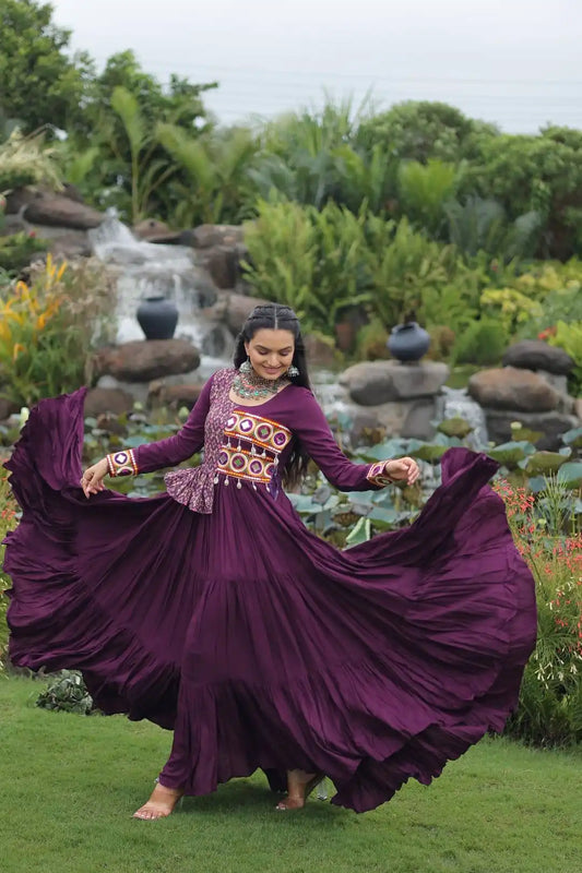 Mohini 9257 Purple Color Reyon Gamthi Work Navratri Gown Collection 2025