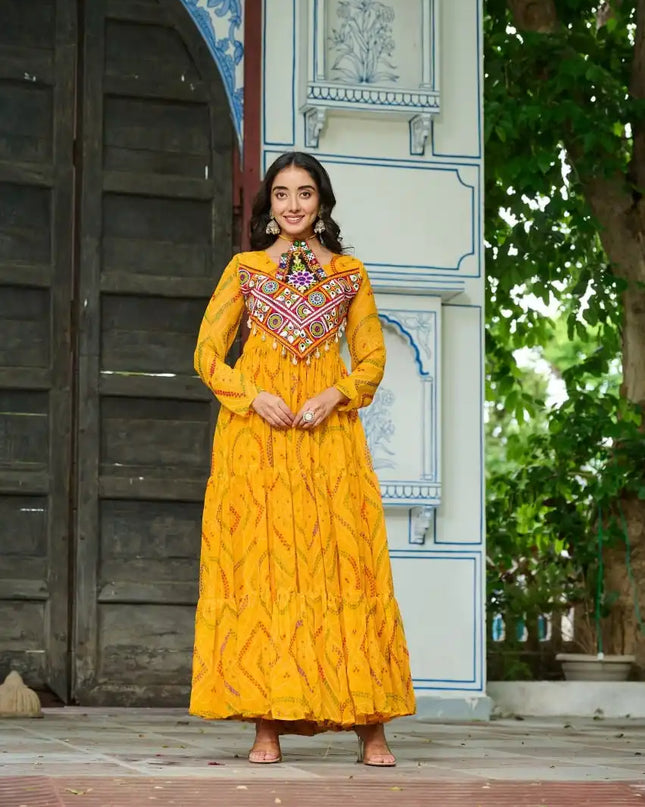 Moni 1194 Yellow Color Navratri Gown Collections 2025