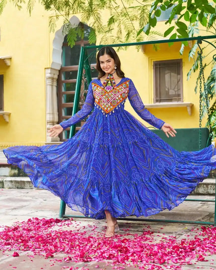 Moni 1194 Blue Color Navratri Gown Collections 2025