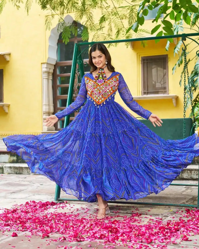 Moni 1194 Blue Color Navratri Gown Collections 2025