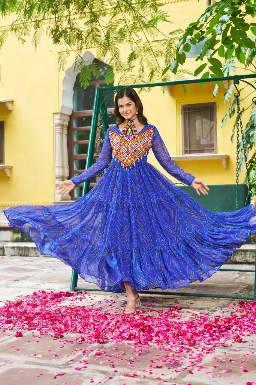 Moni 1194 Blue Color Navratri Gown Collections 2025