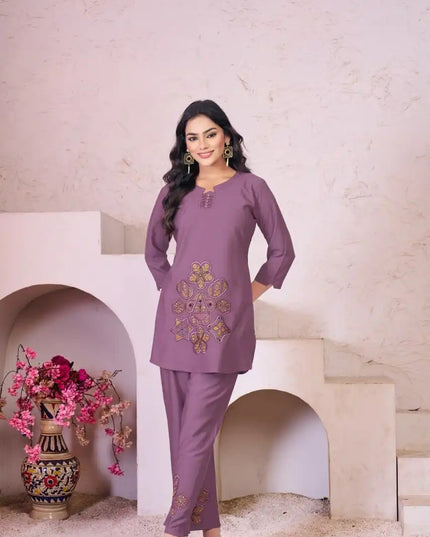 Lila Vol 19 Rayon Cotton Co Ord Set With Embroidery Thread Work 2025
