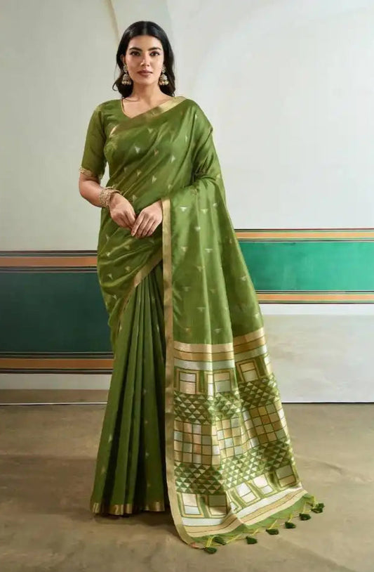 Rajtex Kanoi Ikkat Handloom Waving Silk Saree Online Yellowgreen