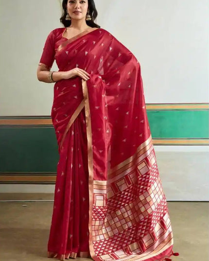 Rajtex Kanoi Ikkat Handloom Waving Silk Saree Online Maroon