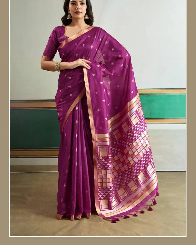 Rajtex Kanoi Ikkat Handloom Waving Silk Saree Online Redviolet