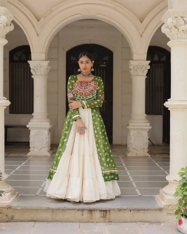 Moni 5043 Green Color Kurti Lehenga Navratri Collection Online 2025