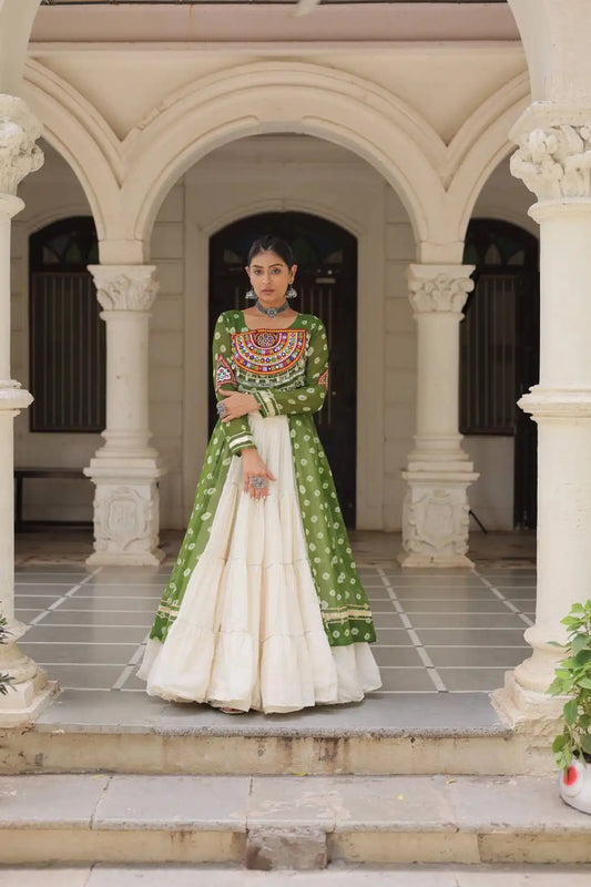 Moni 5043 Green Color Kurti Lehenga Navratri Collection Online 2025
