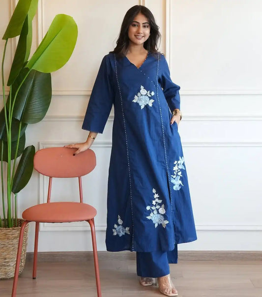 Yasu Vol 68 South Cotton Blue Long Co Ord Set Design