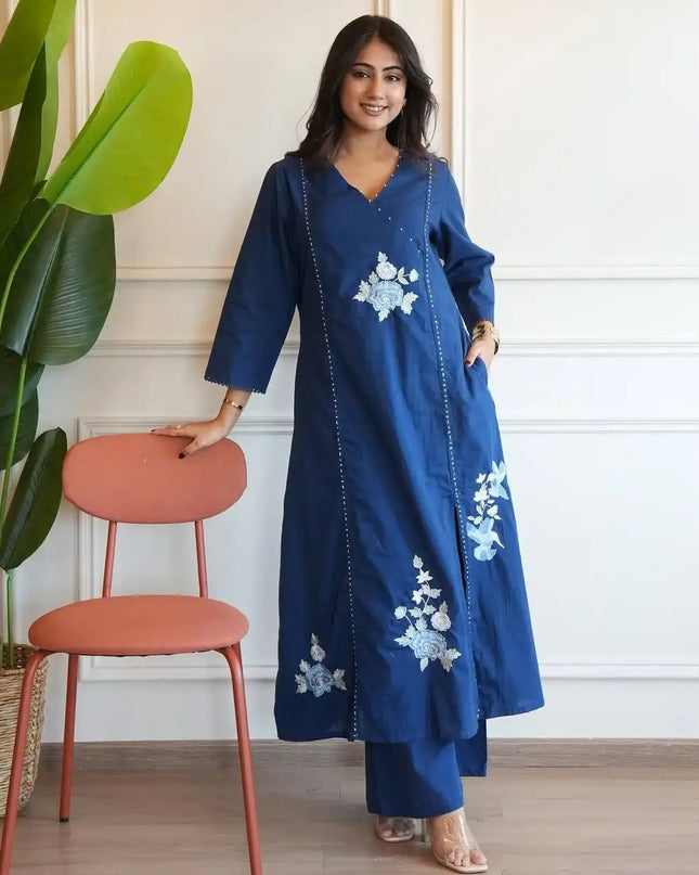 Yasu Vol 68 South Cotton Blue Long Co Ord Set Design