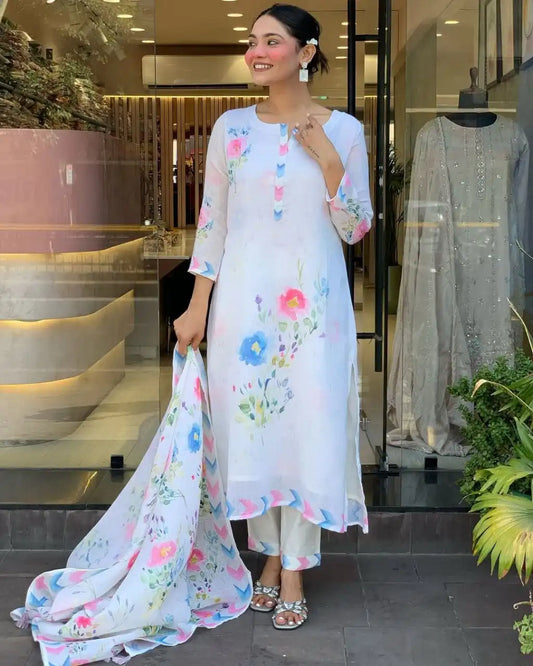 Yasu Vol 69 Pure Lilan White Kurti Pant Dupatta Collection
