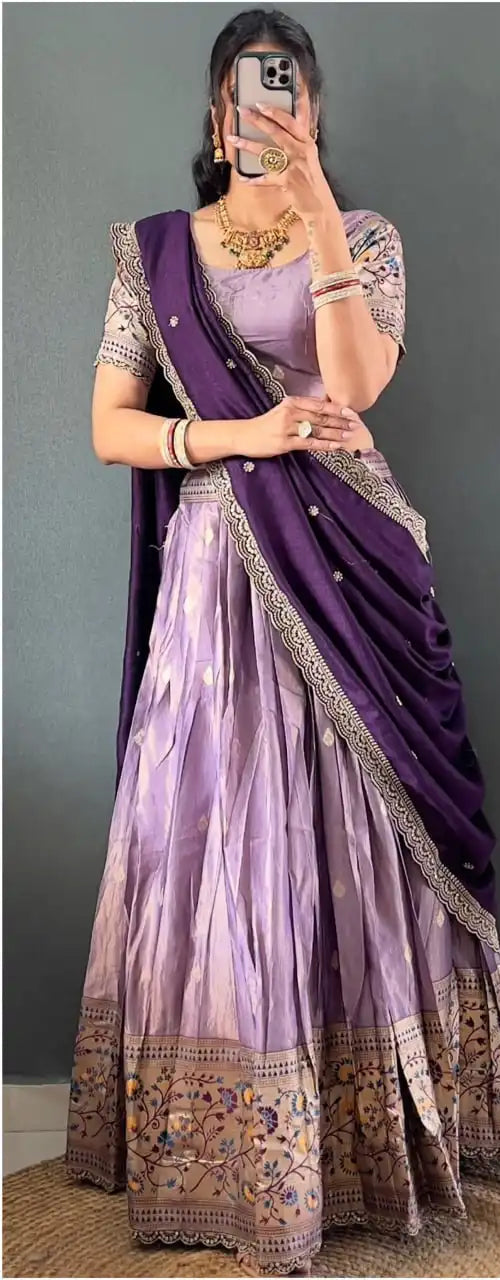 Vally 48 Light Color Tissue Cotton Silk South Style Lehenga Choli Onam Collection