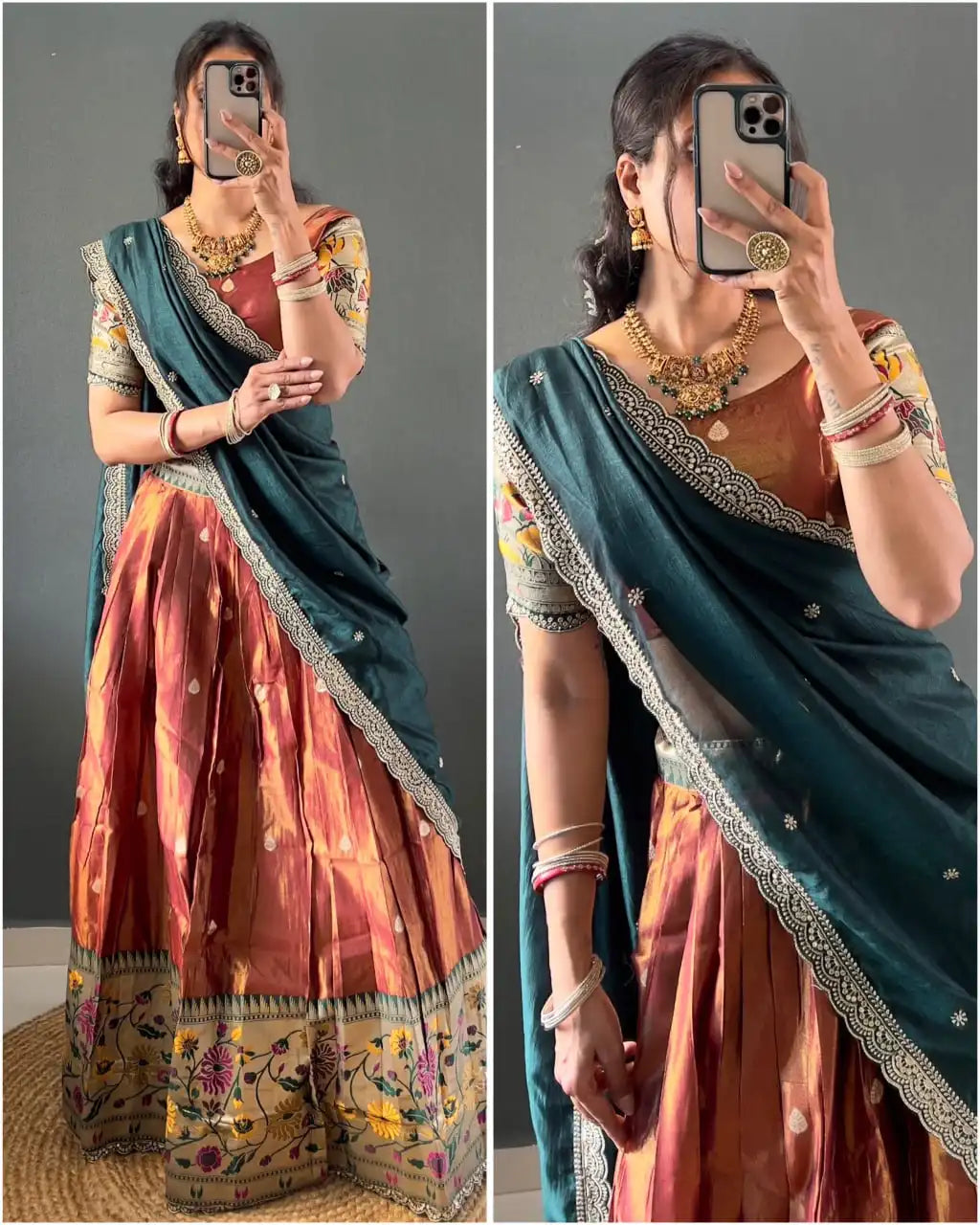 Vally 48 Fancy Tissue Cotton Silk South Style Lehenga Choli Onam Collection