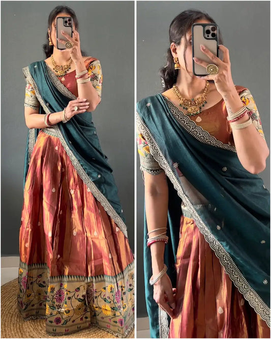 Vally 48 Fancy Tissue Cotton Silk South Style Lehenga Choli Onam Collection