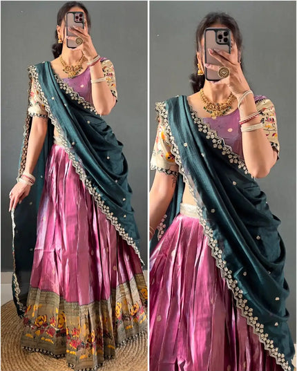 Vally 48 Tissue Cotton Silk South Style Lehenga Choli Onam 2025