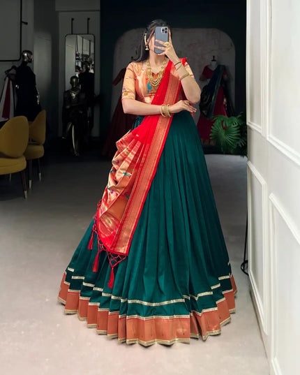 WMN 2007 Green Color Vichitra Silk Paithani Lehenga Choli Wholesale 2025