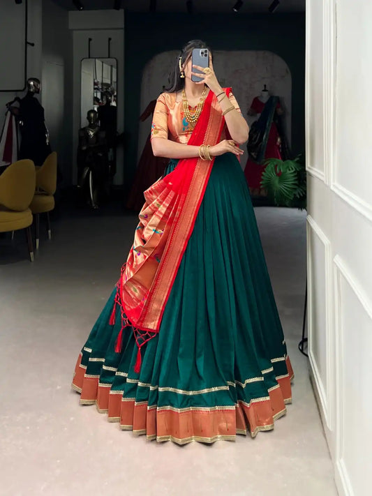 WMN 2007 Green Color Vichitra Silk Paithani Lehenga Choli Wholesale 2025