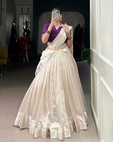 WMN 2030 Poly Tasar Lehenga Choli Onam Collection Online 2025