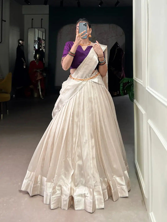 WMN 2030 Poly Tasar Lehenga Choli Onam Collection Online 2025