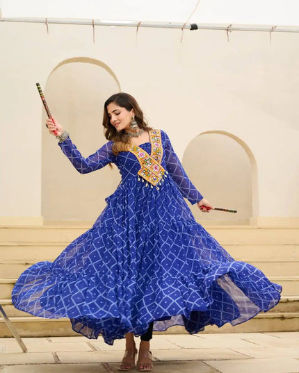 Moni 1191 Blue Color Navratri Gown Collections 2025