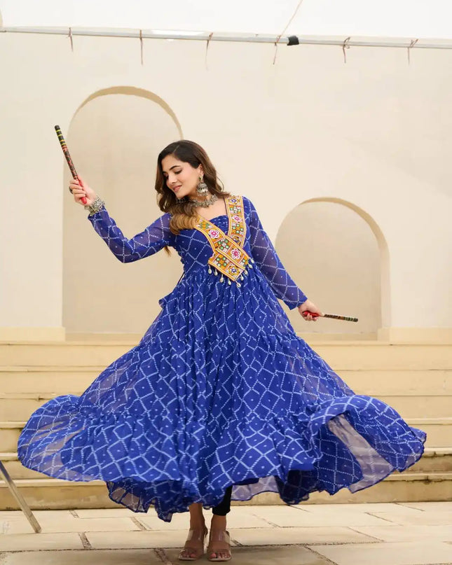 Moni 1191 Blue Color Navratri Gown Collections 2025