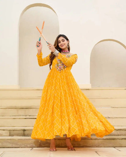 Moni 1191 Yellow Color Navratri Gown Collections 2025