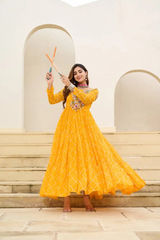 Moni 1191 Yellow Color Navratri Gown Collections 2025
