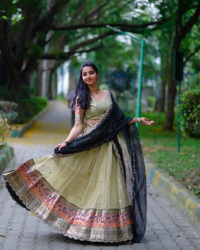 Vally Zari Doriya Paithani Light Color  Lehenga Choli South Style Latest Collection