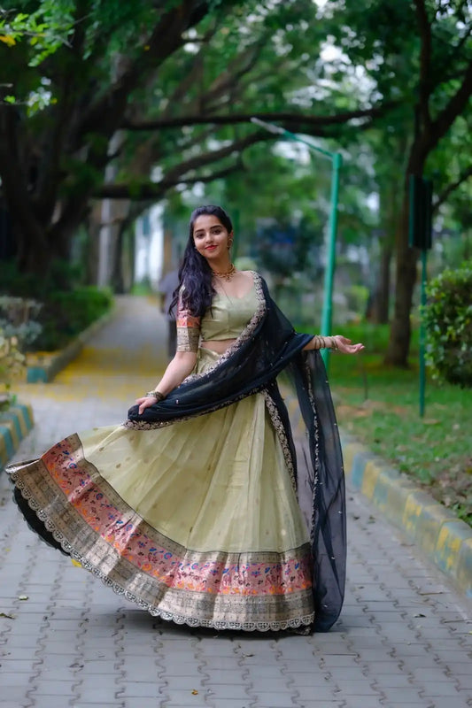 Vally Zari Doriya Paithani Light Color  Lehenga Choli South Style Latest Collection
