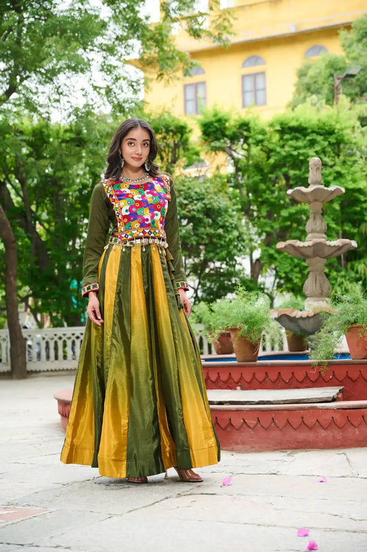 Moni 5045 Green Yellow Navratri Lehenga Choli Collection