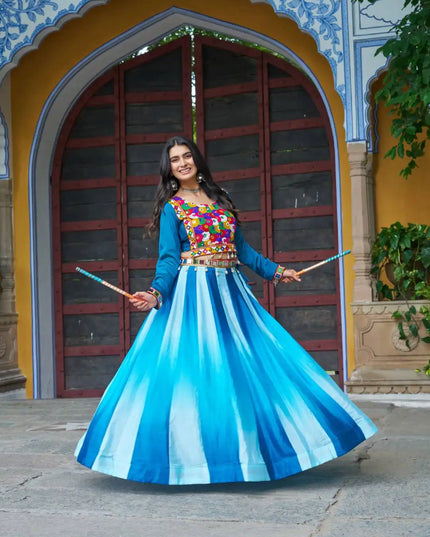 Moni 5045 Sky Blue Color Navratri Lehenga Choli Collection