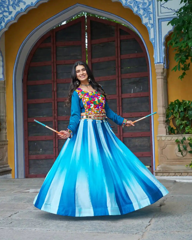 Moni 5045 Sky Blue Color Navratri Lehenga Choli Collection
