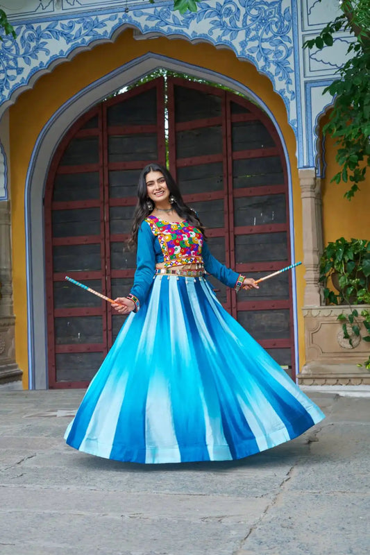 Moni 5045 Sky Blue Color Navratri Lehenga Choli Collection