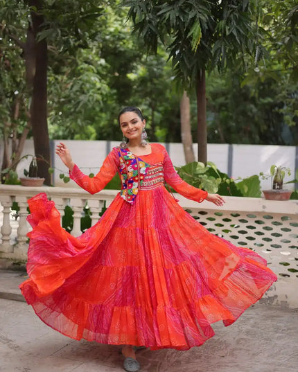 Mohini 9263 Leheriya Bandhej Gown Navratri Collection
