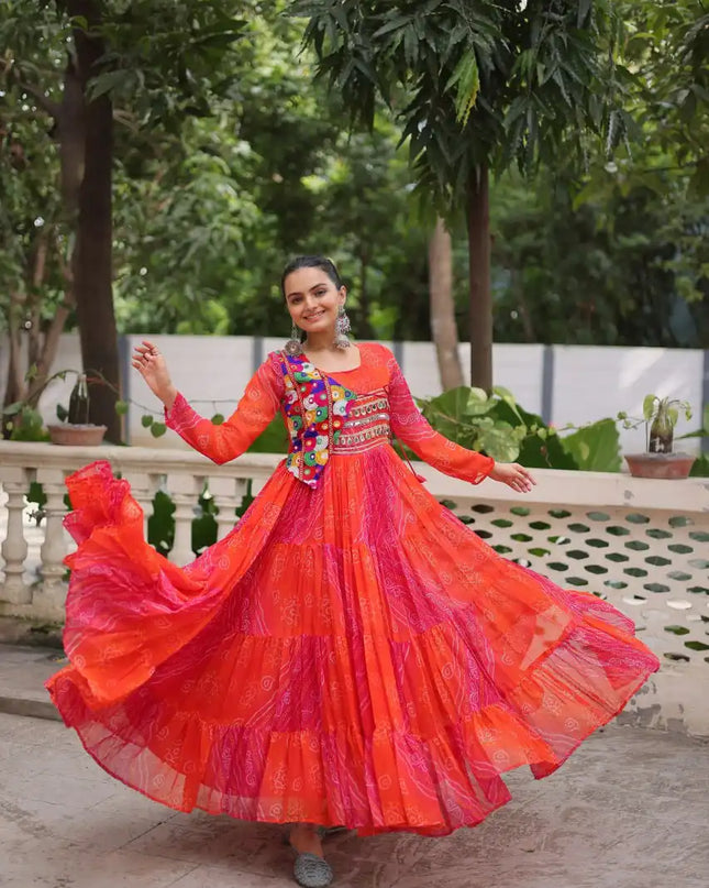 Mohini 9263 Leheriya Bandhej Gown Navratri Collection