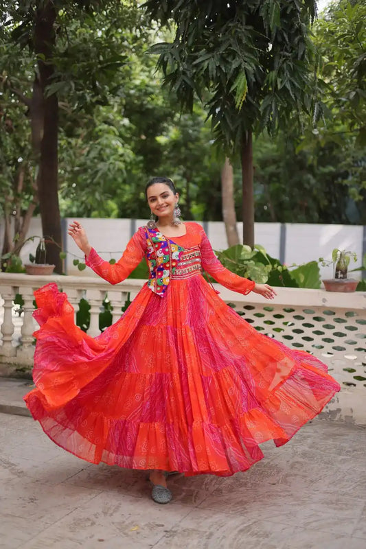 Mohini 9263 Leheriya Bandhej Gown Navratri Collection
