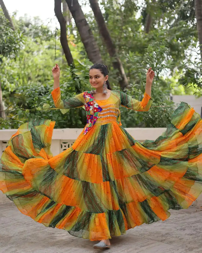 Mohini 9263 Leheriya Bandhej Gown Navratri Collection 2025