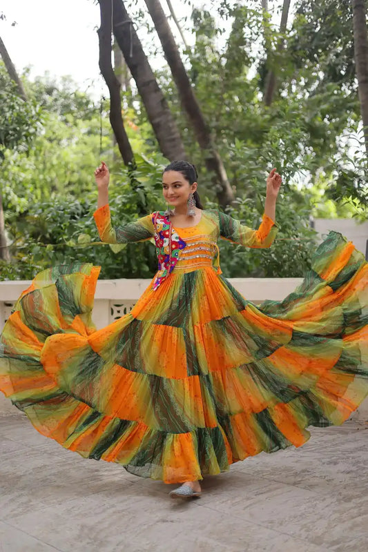 Mohini 9263 Leheriya Bandhej Gown Navratri Collection 2025