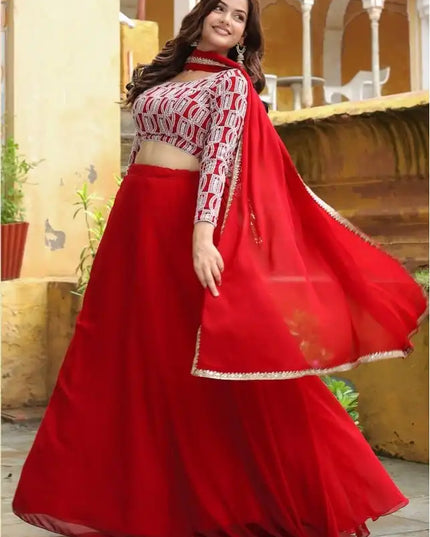 Zeel Vol 15050 Red Georgette Party Wear Lehenga Choli Collection