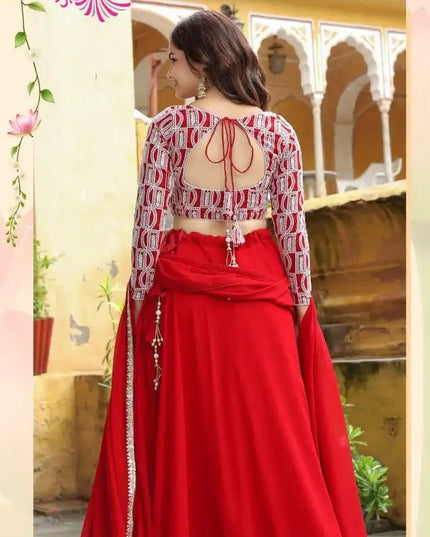 Zeel Vol 15050 Red Georgette Party Wear Lehenga Choli Collection