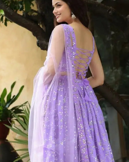 Zeel Vol 15058 Lavender Georgette Lehenga Choli With Embroidery Work