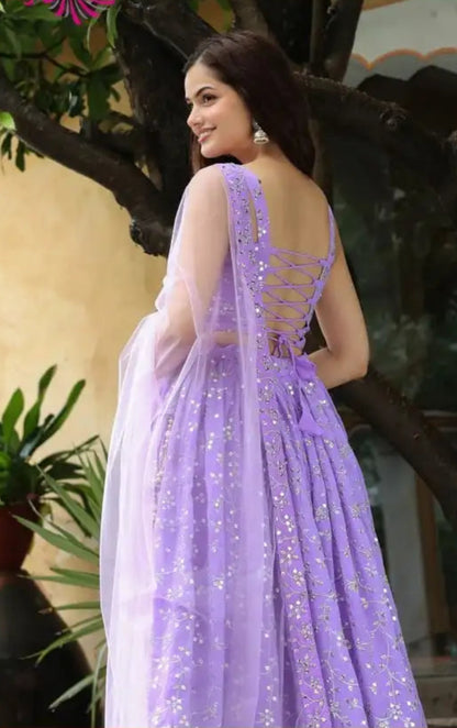 Zeel Vol 15058 Lavender Georgette Lehenga Choli With Embroidery Work