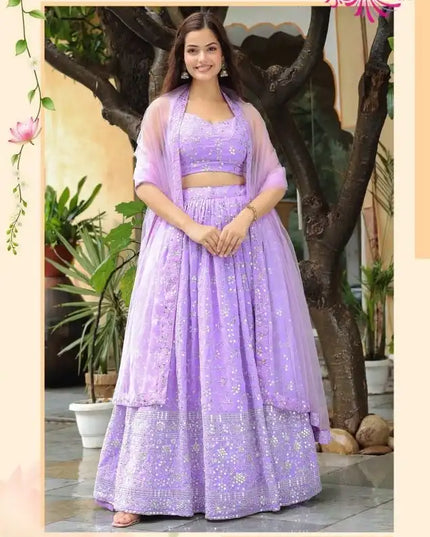 Zeel Vol 15058 Lavender Georgette Lehenga Choli With Embroidery Work