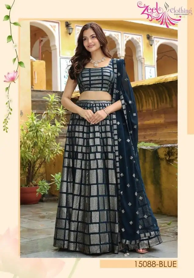 Zeel Vol 15088 Blue Georgette Party Wear Lehenga Choli 2025
