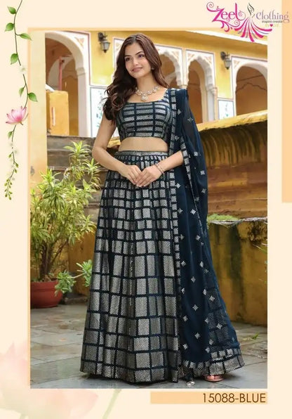 Zeel Vol 15088 Blue Georgette Party Wear Lehenga Choli 2025