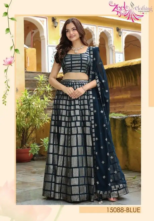 Zeel Vol 15088 Blue Georgette Party Wear Lehenga Choli 2025
