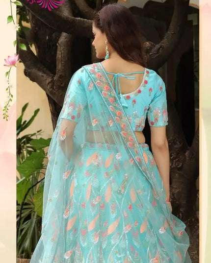 Zeel Vol 16012 Sky Blue Soft Net Wedding Lehenga Choli Collection