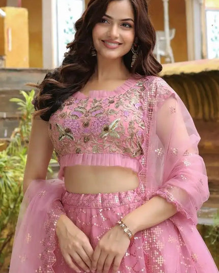 Zeel Vol 17313 Pink Soft Net Wedding Lehenga Choli