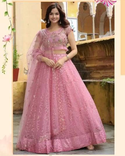 Zeel Vol 17313 Pink Soft Net Wedding Lehenga Choli